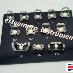 12 Pcs Endodontic Rubber Dam Clamps Dental Instrument With Black Tray