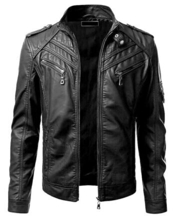 New Men's Genuine Lambskin Leather Jacket Black Slim fit Biker Motorcycle jacket - Image 2