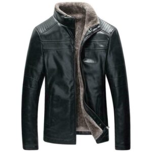 Men' Fur Lined Leather Winter Warm Men' Fur Leather Jacket Fashion Cowboy Jacket