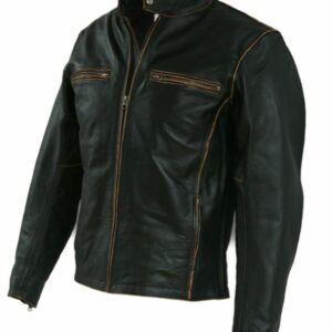 Mens Biker Motorcycle Slim Fit Black Real Cowhide Leather Jacket