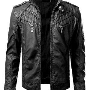 New Men's Genuine Lambskin Leather Jacket Black Slim fit Biker Motorcycle jacket