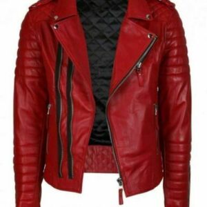 New Men's Genuine Lambskin Leather Jacket BLACK & RED Slim fit Biker jacket