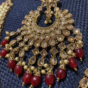Indian Pakistani Bridal Kundan Mala Haar Necklace Earrings Jewellery Set