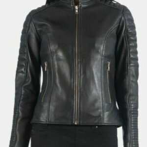 Ladies Quilted Black Fashion Leather Biker Jacket For Women Casual Party formal